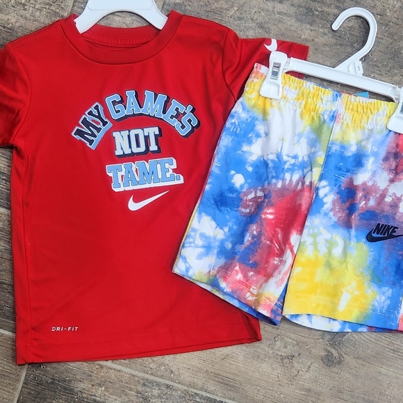 Nike Kids Red and Tie-Dye Matching Set